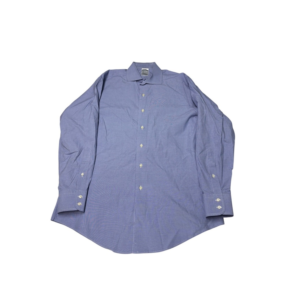 VTG Brooks Brothers Makers Mens 16-33 Blue Micro Check Cotton Dress Shirt USA